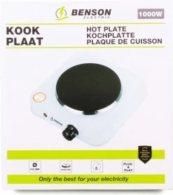 Benson Kookplaat - Enkel - Wit - 1000W -Campingwinkel 1067x1200 1