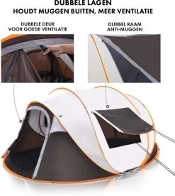 Fly Lab Luxe Pop Up Tent - Kampeer Tent - Grijs/Oranje - 4 Persoons 13 Fly Lab Luxe Pop Up Tent - Kampeer Tent - Grijs/Oranje - 4 Persoons -Campingwinkel 1072x1200