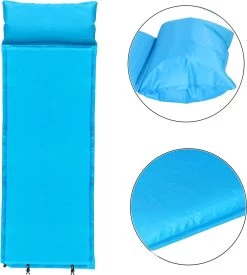 Springos Slaapmat | Zelfopblazend | 186 Cm | Inclusief Hoes & Hoofdkussen | Lichtblauw -Campingwinkel 1079x1200