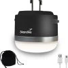 Skandika Campinglamp Tarfala – Tentlampen – Campinglampen – Kampeerlamp – Tentlamp Oplaadbaar, Traploos Dimbaar, Ophanghaak, USB Aansluiting – 3600 MAh Powerbank – Warm Wit, Koel Wit, 110 H Batterij – Tentlamp Buiten – Energieklasse A ++ - Zwart