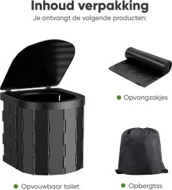 KNGZ Outdoor Gear – Camping Toilet – Nieuw Model – Biologisch Afbreekbare Zakjes – Opvouwbare Camping Toilet Met Deksel – Camping Toilet Hoge Zit – Draagbare WC Emmer Volwassen – Draagbaar Mobiel Potje – Nachtemmer – Opvouwbaar Toilet – Kamperen -Campingwinkel 1087x1200 5