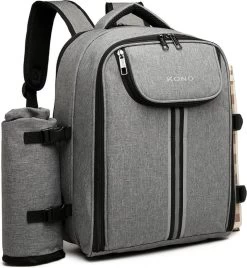 Kono Koeltas - Koelrugzak - Picknick - Picknicktas Met Flessenhouder - Koelrugtas Met Picknickkleed - Grijs (E6915 GY) -Campingwinkel 1108x1200 2