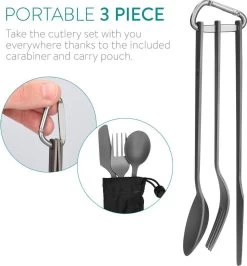 Navaris Campingbestek Van Titanium - Set Met Vork, Mes En Lepel - Bestekset Voor Onderweg En Op Reis - Inclusief Karabijnhaak En Bewaarzakje 14 Navaris Campingbestek Van Titanium - Set Met Vork, Mes En Lepel - Bestekset Voor Onderweg En Op Reis - Inclusief Karabijnhaak En Bewaarzakje -Campingwinkel 1115x1200 4
