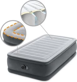 Intex Luchtbed - 1-Persoons - 99 X 191 X 46 Cm - Grijs - Met Ingebouwde Pomp, Hoeslaken Antraciet En Reparatieset 16 Intex Luchtbed - 1-Persoons - 99 X 191 X 46 Cm - Grijs - Met Ingebouwde Pomp, Hoeslaken Antraciet En Reparatieset -Campingwinkel 1133x1200 3