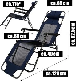 Ligstoel 155x60cm - Opvouwbaar Campingstoel Ligbed Strandstoel Tuinstoel Vouwligstoel Blauw -Campingwinkel 1134x1200 1