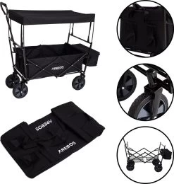AREBOS Handwagen Vouwbare Dak Handwagen Vouwbare Trolley Uitrustingswagen Zwart -Campingwinkel 1141x1200 3