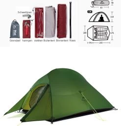 Cloud Up 3 Upgraded - Naturehike® - Tent 3 Persoons - Lichtgewicht Tent - Incl. Grondzeil - 20D 4000MM - Outdoor Kampeertent - Waterdicht - Hiking & Wandelen -Campingwinkel 1147x1200