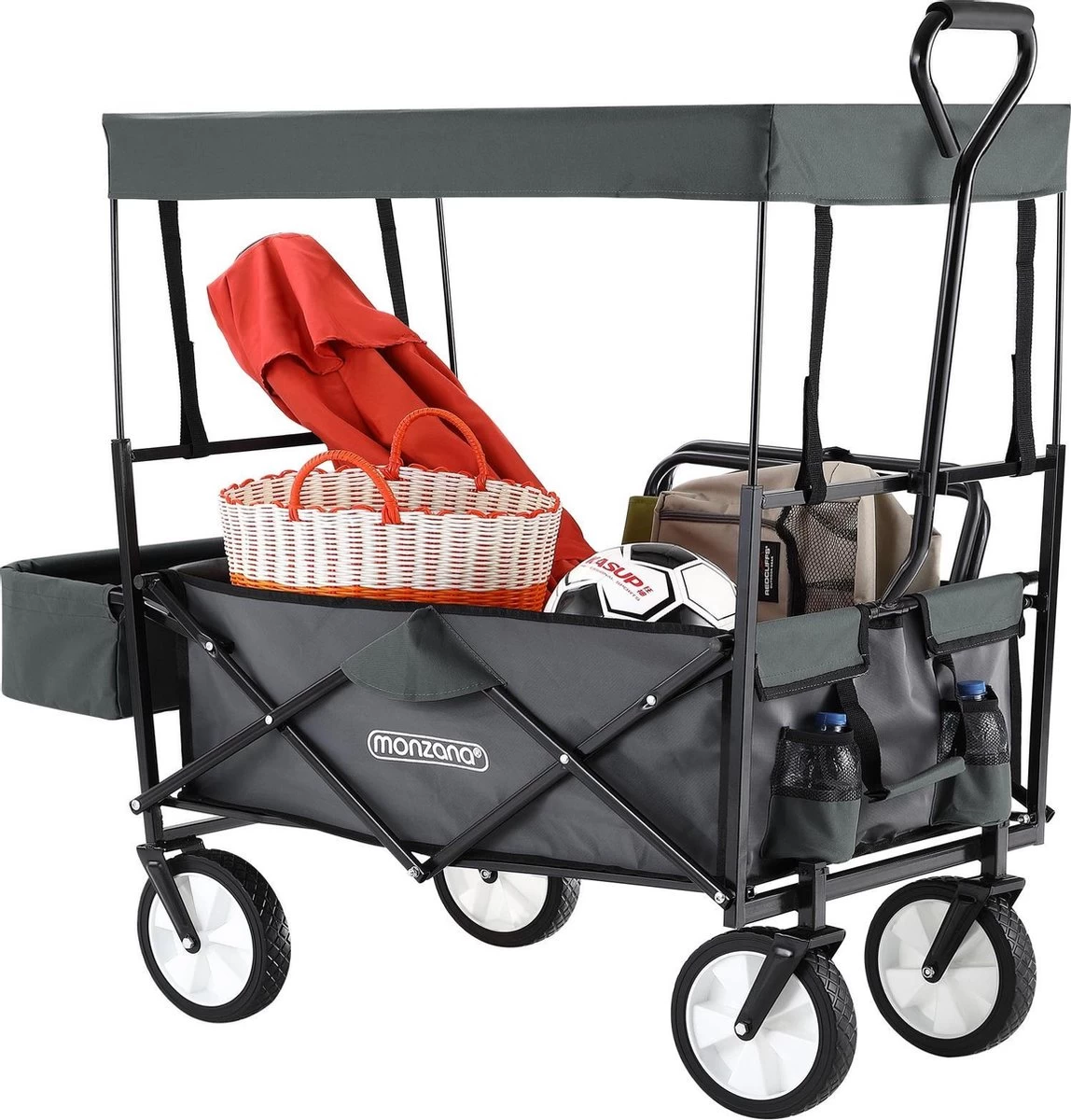 Monzana Bolderkar Opvouwbaar - 100 Liter - Met Afneembaar Dak Grijs 5 Monzana Bolderkar Opvouwbaar - 100 Liter - Met Afneembaar Dak Grijs - Afbeelding 5