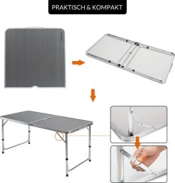 Casaria Campingtafel – Inklapbaar Verstelbaar - 120x60x70 Cm Grijs 13 Casaria Campingtafel – Inklapbaar Verstelbaar - 120x60x70 Cm Grijs -Campingwinkel 1149x1200