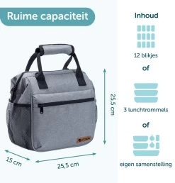 ForDig Lunchtas Grijs - Koeltas Gemaakt Van 600D Polyester Met PEVA-Voering - Ruimte Voor Lunchtrommel / Snacks / Blikjes - Koel Tas Met Mesh Opbergruimtes En Ruimte Voor Bestek - Lunch Tas Cool Bag - Coolerbag - Kleine Cooler 10 ForDig Lunchtas Grijs - Koeltas Gemaakt Van 600D Polyester Met PEVA-Voering - Ruimte Voor Lunchtrommel / Snacks / Blikjes - Koel Tas Met Mesh Opbergruimtes En Ruimte Voor Bestek - Lunch Tas Cool Bag - Coolerbag - Kleine Cooler -Campingwinkel 1150x1200 6