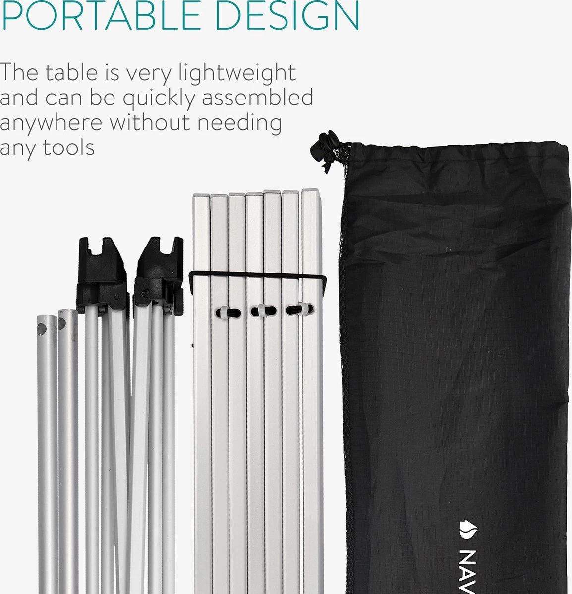Navaris Campingtafel - Inklapbaar Campingtafeltje Van Aluminium - Opvouwbare Tafel Inclusief Draagtas - Picknicktafel - Zilver 8 Navaris Campingtafel - Inklapbaar Campingtafeltje Van Aluminium - Opvouwbare Tafel Inclusief Draagtas - Picknicktafel - Zilver - Afbeelding 8