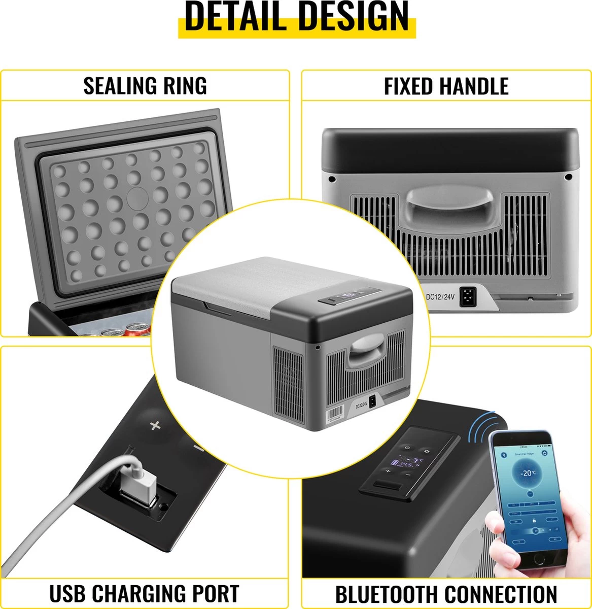 VEVOR - Coolbox - Koelbox 15L - Elektrische Coolbox - Draagbare Mini Koelkast - Draagbare Auto Vriezer 12/24Volt 3 VEVOR - Coolbox - Koelbox 15L - Elektrische Coolbox - Draagbare Mini Koelkast - Draagbare Auto Vriezer 12/24Volt - Afbeelding 3