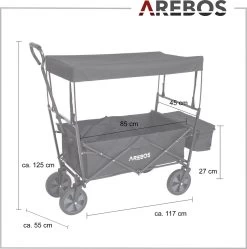 AREBOS Handwagen Vouwbare Dak Handwagen Vouwbare Trolley Uitrustingswagen Zwart -Campingwinkel 1188x1200 4