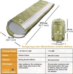 COVACURE 1.5/0.8kg Slaapzak, 3 Seizoenen Ultra Warm & Lichtgewicht Slaapzak Voor Volwassenen, Envelop Compacte Outdoor Slaapzakken Met Draagbare Compressie Tas Voor Camping, Rugzakken, Wandelen... -Campingwinkel 1189x1200 1