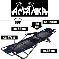 Ligstoel 155x60cm - Opvouwbaar Campingstoel Ligbed Strandstoel Tuinstoel Vouwligstoel Blauw -Campingwinkel 1190x1200 7
