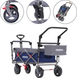 AREBOS Premium Steekwagen Met Dak Opvouwbare Tuinkar Handkar Bolderkar Blauw / Grijs -Campingwinkel 1191x1200 2