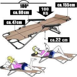 Ligstoel Opvouwbaar 155x60cm - Lichte Ligbed Relaxstoel Tuinstoel Campingstoel Strandstoel -Campingwinkel 1196x1200 15