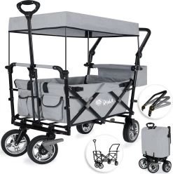 Rijoka Luxe Opvouwbare Bolderkar/Bolderwagen | Met Dakje En Draagtas | Grijs -Campingwinkel 1197x1200 34