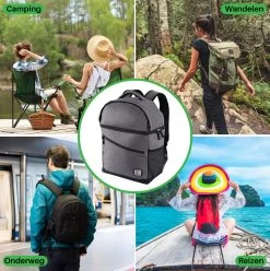 Brisby 4 Laags Geïsoleerde Koeltas Rugzak - 25 Liter - Met Handige Vakken Voor Bestek En Essentials - Waterafstotend Materiaal - Donkergrijs -Campingwinkel 1197x1200 40