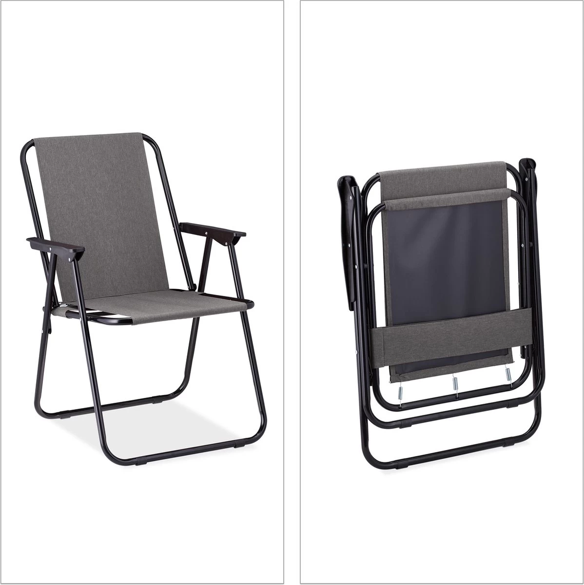Relaxdays Campingstoel Inklapbaar Set Van 2 - Klapstoel 100 Kg - Visstoel Met Armleuningen - Grijs 5 Relaxdays Campingstoel Inklapbaar Set Van 2 - Klapstoel 100 Kg - Visstoel Met Armleuningen - Grijs - Afbeelding 5
