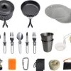 Hikr® Camping Pannenset - Complete 22-delige Kookset - Lichtgewicht - Kookgerei Servies - Outdoor - BPA-vrij - Keukengerei Set