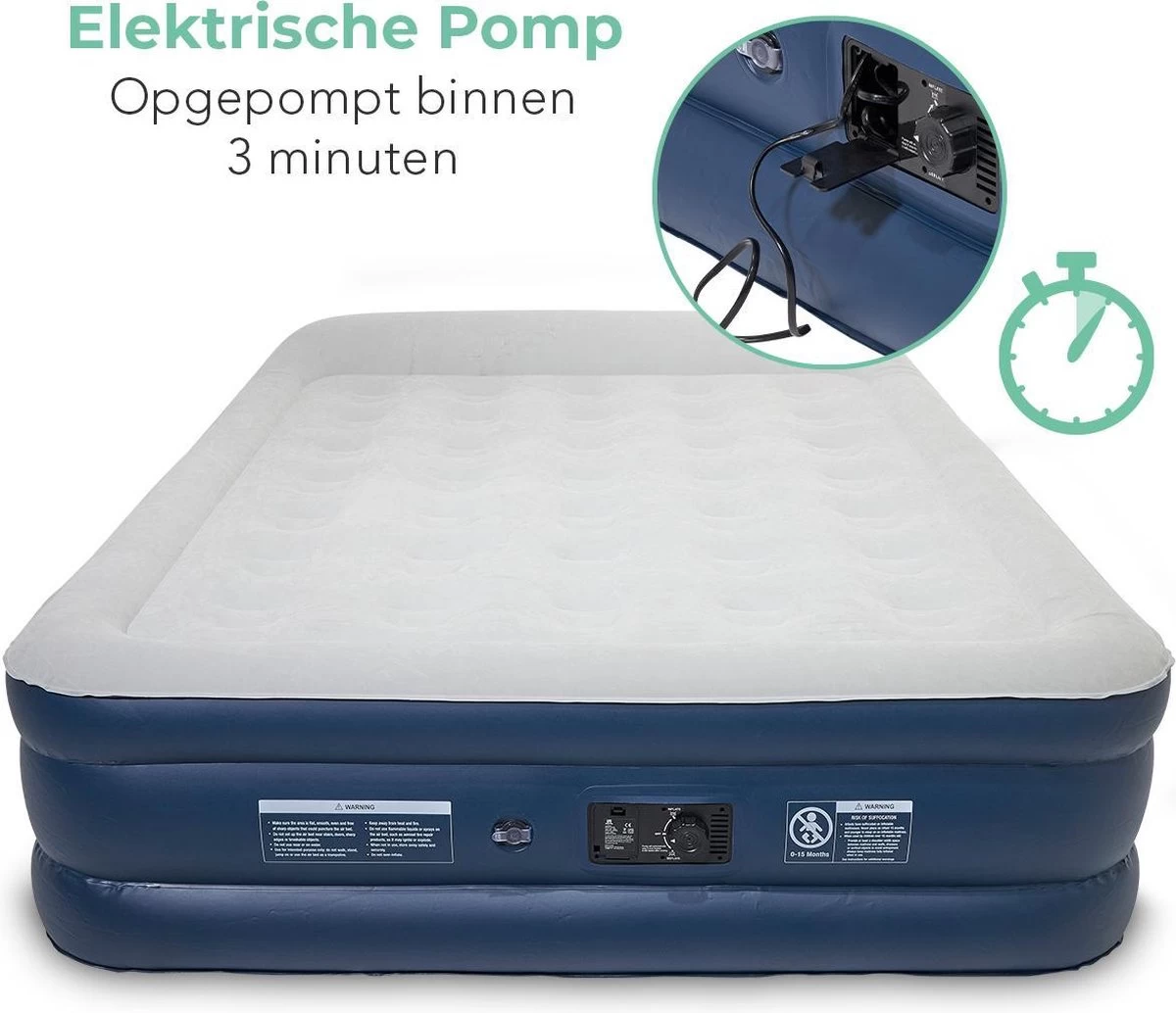 LifeGoods Luchtbed - 2 Persoons - Met Ingebouwde Pomp - Incl. Draagtas En Reparatiekit 3 LifeGoods Luchtbed - 2 Persoons - Met Ingebouwde Pomp - Incl. Draagtas En Reparatiekit - Afbeelding 3