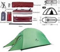 Cloud Up 1 Upgraded - Naturehike® - 1 Persoons Tent - Lichtgewicht Tent - Incl. Grondzeil - 210T 3000mm - Outdoor - Waterdicht - Hiking & Wandelen -Campingwinkel 1200x1038