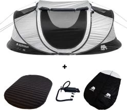 Campingwinkel 20 Deryan Cocoon Pop Up Tent - Slaapzak - Luchtbed - Luchtpomp - 4 Persoons - Zilver