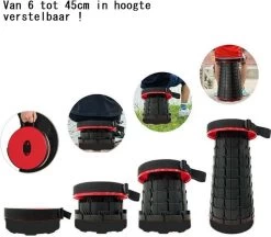 Kampeerkruk - Uitschuifbare Kruk - Rood/Zwart- Tot 120 Kg - Travel Stool - Opvouwbare Campingkruk - Inklapbaar Krukje - Telescopische Kruk - Camping - Outdoor -Campingwinkel 1200x1051 7