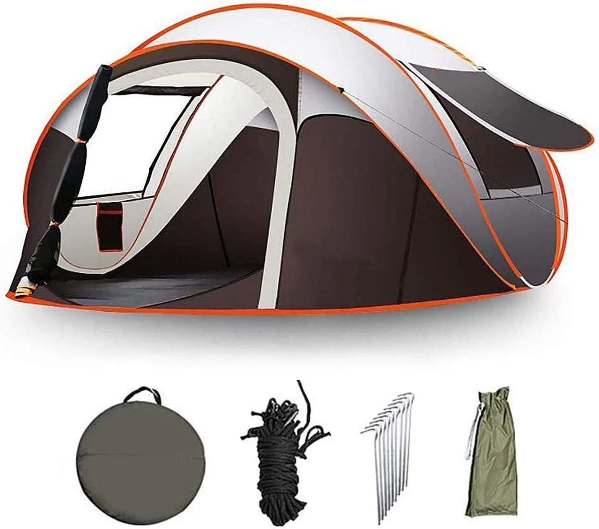 Fly Lab Luxe Pop Up Tent - Kampeer Tent - Grijs/Oranje - 4 Persoons 9 Fly Lab Luxe Pop Up Tent - Kampeer Tent - Grijs/Oranje - 4 Persoons - Afbeelding 9