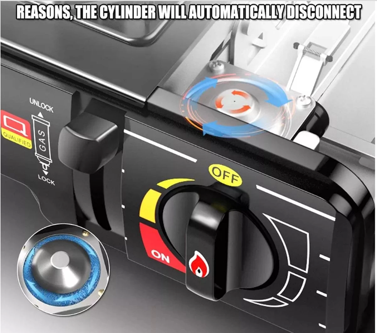 Camping Kooktoestel - Draagbaar Gasfornuis - Incl. Koffer 4 Camping Kooktoestel - Draagbaar Gasfornuis - Incl. Koffer - Afbeelding 4