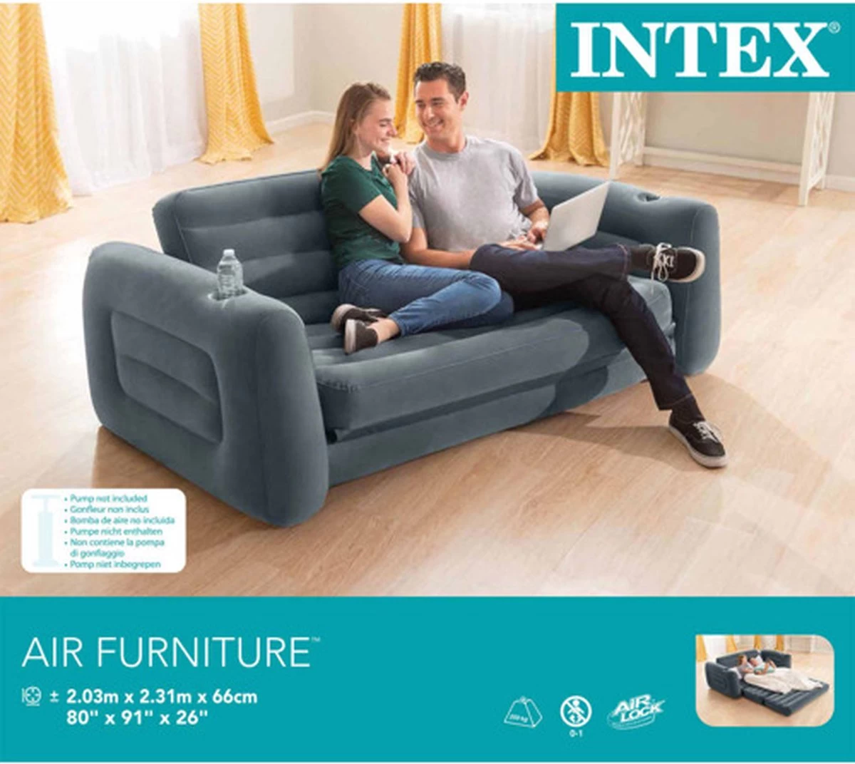 Intex Luxe Bankstel / Opblaasbare Slaapbank - 2-persoons - 203x224x66 Cm 5 Intex Luxe Bankstel / Opblaasbare Slaapbank - 2-persoons - 203x224x66 Cm - Afbeelding 5