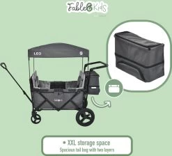 FableKids LEO X4Plus Opvouwbare Wagen Met Dak Fossil Grey -Campingwinkel 1200x1089 2