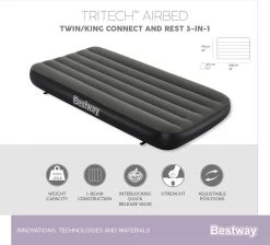 Bestway 3-in-1 Luchtbed - Connect - Zwart - 188x99cm - PVC/Polyester - Single, Double Single En Twin Opblaasbed - Tritech Materiaal - I-Beam Constructie -Campingwinkel 1200x1090 2