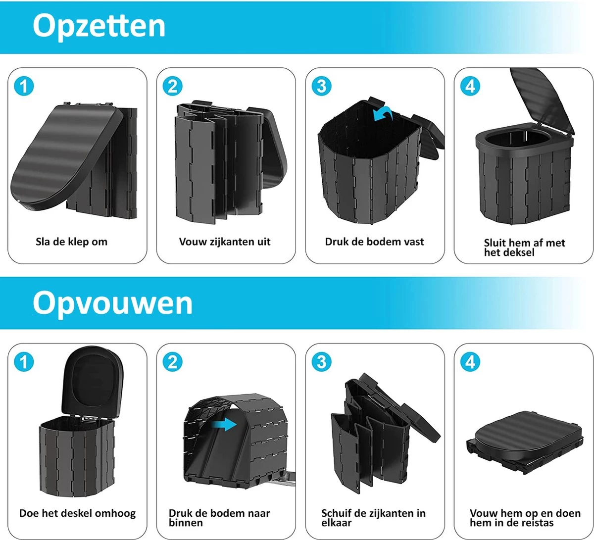 Merkloos Camping Toilet Met Draagtas En 10 Vuilzakken - Toiletemmer Draagbaar Met Deksel 9 Merkloos Camping Toilet Met Draagtas En 10 Vuilzakken - Toiletemmer Draagbaar Met Deksel - Afbeelding 9