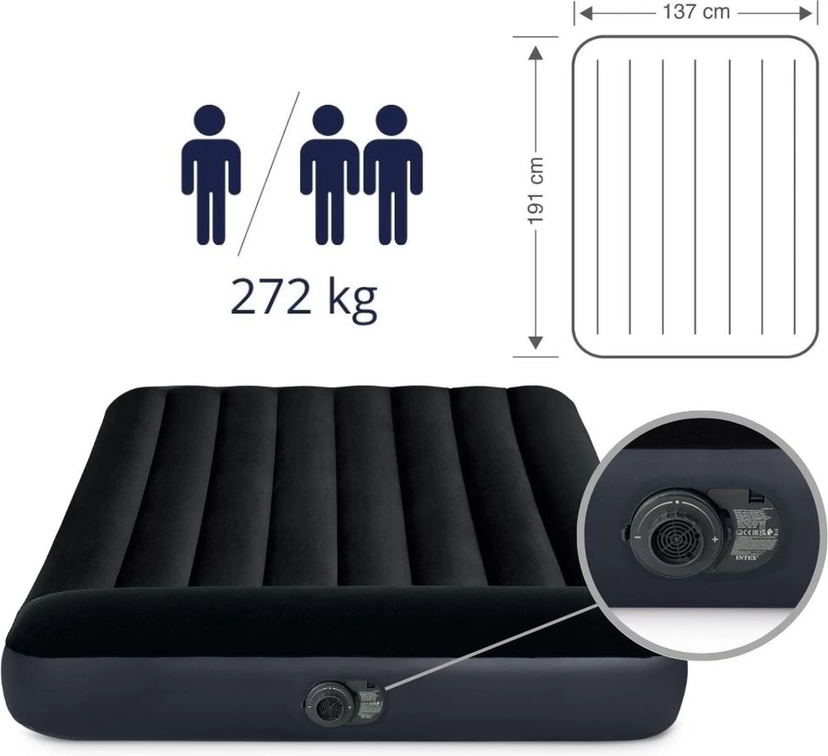 Intex Pillow Rest Classic Full Luchtbed - 2-persoons - 191x137x23 Cm 11 Intex Pillow Rest Classic Full Luchtbed - 2-persoons - 191x137x23 Cm - Afbeelding 11