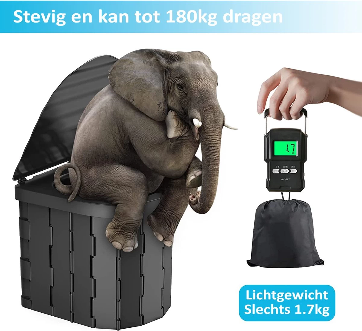 Merkloos Camping Toilet Met Draagtas En 10 Vuilzakken - Toiletemmer Draagbaar Met Deksel 4 Merkloos Camping Toilet Met Draagtas En 10 Vuilzakken - Toiletemmer Draagbaar Met Deksel - Afbeelding 4