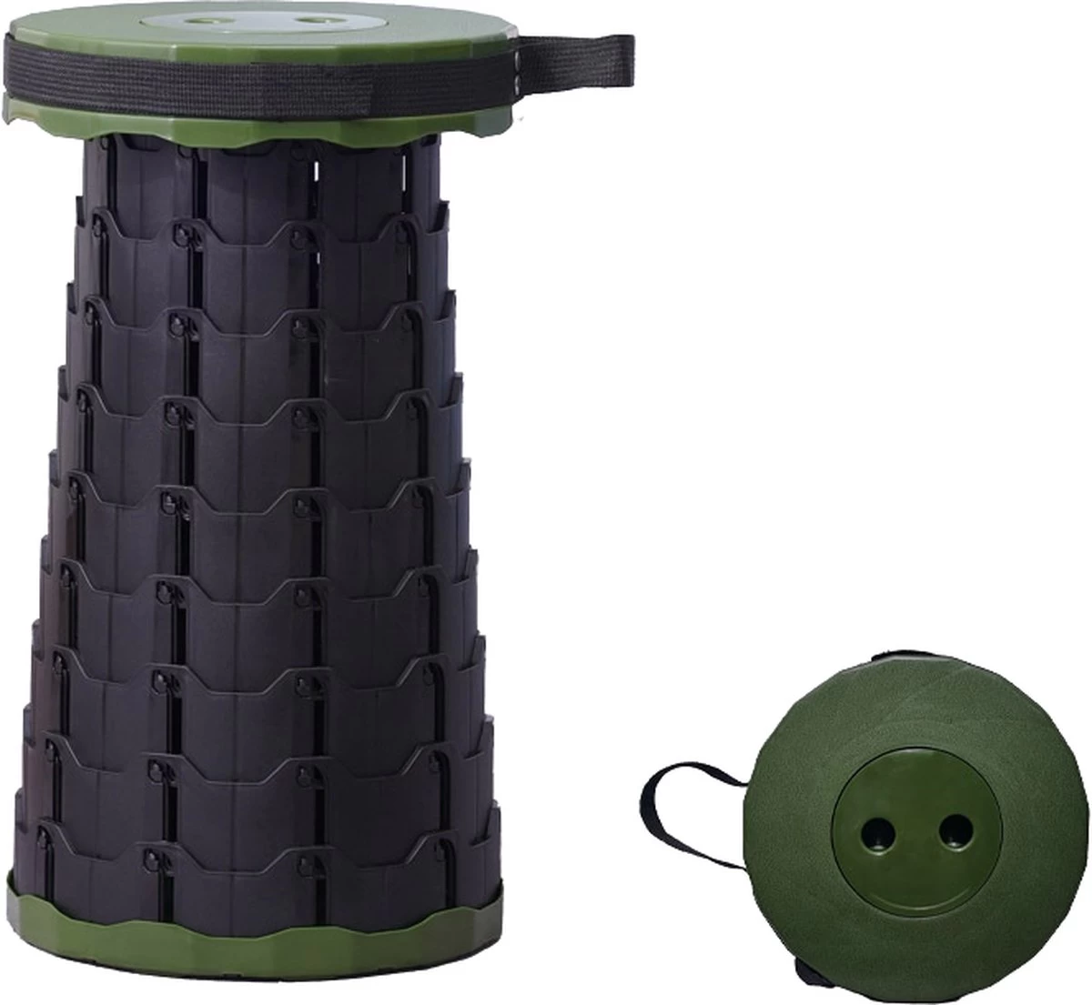 Kampeerkruk - Uitschuifbare Kruk - Military / Groen - Tot 120 Kg - Travel Stool - INCLUSIEF OPBERGZAK - Opvouwbare Campingkruk - Inklapbaar Krukje - Telescopische Kruk - Camping - Outdoor 1 Kampeerkruk - Uitschuifbare Kruk - Military / Groen - Tot 120 Kg - Travel Stool - INCLUSIEF OPBERGZAK - Opvouwbare Campingkruk - Inklapbaar Krukje - Telescopische Kruk - Camping - Outdoor