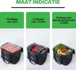 Packaway 4 Laags Geïsoleerde Koeltas - Lunchtas 40 Liter - Zwart -Campingwinkel 1200x1106 10