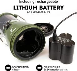 Favour L0818 Retro Camping Lamp Oplaadbaar LED, 320 Lumen, IP64 Waterdicht, Draagbare Kampeerlamp, Tentlamp, Acculamp, Traploos Dimbare Lamp Incl. Kaarslicht-modus, Groen -Campingwinkel 1200x1106 12