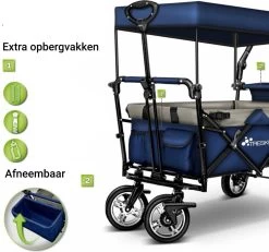 Tresko- Bolderkar, Grijs, Opvouwbaar, Met Dakje, Geschikt Tot 80 Kg - Bolderwagen - Kinderenvervoer - Bolderkarren - Tuinkar - Kinderwagen -Campingwinkel 1200x1124 3