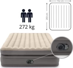 Intex Prime Comfort - Luchtbed - 2-Persoons - 152x203x51 Cm (BxLxH) - Grijs - Met Ingebouwde Motorpomp -Campingwinkel 1200x1124 4