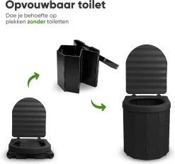 KNGZ Outdoor Gear – Camping Toilet – Nieuw Model – Biologisch Afbreekbare Zakjes – Opvouwbare Camping Toilet Met Deksel – Camping Toilet Hoge Zit – Draagbare WC Emmer Volwassen – Draagbaar Mobiel Potje – Nachtemmer – Opvouwbaar Toilet – Kamperen -Campingwinkel 1200x1125 6