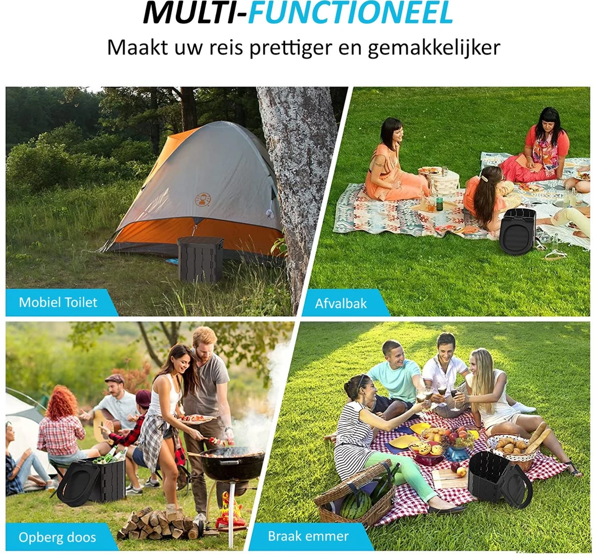 Merkloos Camping Toilet Met Draagtas En 10 Vuilzakken - Toiletemmer Draagbaar Met Deksel 8 Merkloos Camping Toilet Met Draagtas En 10 Vuilzakken - Toiletemmer Draagbaar Met Deksel - Afbeelding 8