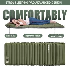 ETROL Camping Slaapmat-2-in-1 Zelfopblazende Kampeermat Met Kussen (78"x 28"), Lichtgewicht, Dik 4"compact Kussen, Geschikt Voor Zelfrijdende Reizen, Lekvrije, Waterdichte Tent -Campingwinkel 1200x1132 2