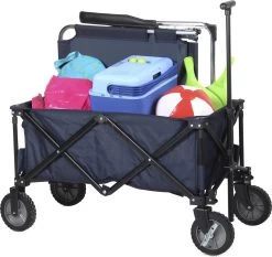 Campart Bolderkar HC-0910 - Opvouwbaar - Bolderwagen Met Stevig Harmonicaframe - Inclusief Opbergtas En Bodemplaat - Blauw