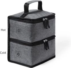 Merkloos Koeltas Met Dubbel Compartiment - Lunchtas - Koeltasje Lunch - Koelelementen - Koud - Warm - Isolatie - Volwassenen - Dames - Heren - 14 X 22 Cm - Polyester - RPET - Aluminium - Grijs -Campingwinkel 1200x1144 4