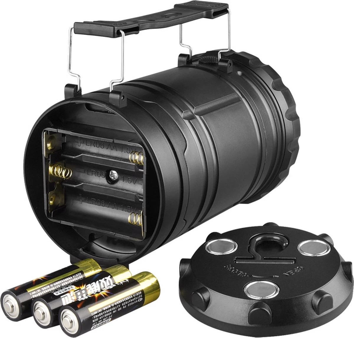 Campinglamp - Tentlamp - Lantaarn - Multifunctioneel - LED Lamp Op Batterijen - Zwart 2 Campinglamp - Tentlamp - Lantaarn - Multifunctioneel - LED Lamp Op Batterijen - Zwart - Afbeelding 2