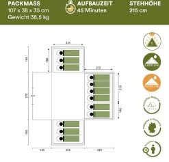 Skandika Nimbus Sleeper 12 Tent – Koepeltenten – 12 Persoons Familietent - Campingtent – Muggengaas – Sleeper Technology (3 Extra Donkere Slaapcabines) – 760 X 630 X 215 Cm (LxBxH) – 5000 Mm Waterkolom – Camping, Tuin – Kamperen – Blauw/wit 14 Skandika Nimbus Sleeper 12 Tent – Koepeltenten – 12 Persoons Familietent - Campingtent – Muggengaas – Sleeper Technology (3 Extra Donkere Slaapcabines) – 760 X 630 X 215 Cm (LxBxH) – 5000 Mm Waterkolom – Camping, Tuin – Kamperen – Blauw/wit -Campingwinkel 1200x1150