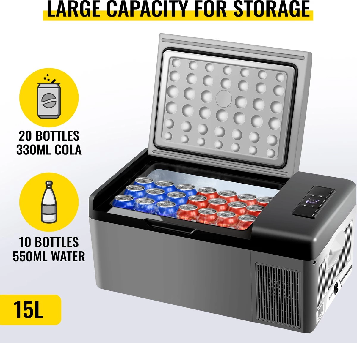 VEVOR - Coolbox - Koelbox 15L - Elektrische Coolbox - Draagbare Mini Koelkast - Draagbare Auto Vriezer 12/24Volt 5 VEVOR - Coolbox - Koelbox 15L - Elektrische Coolbox - Draagbare Mini Koelkast - Draagbare Auto Vriezer 12/24Volt - Afbeelding 5